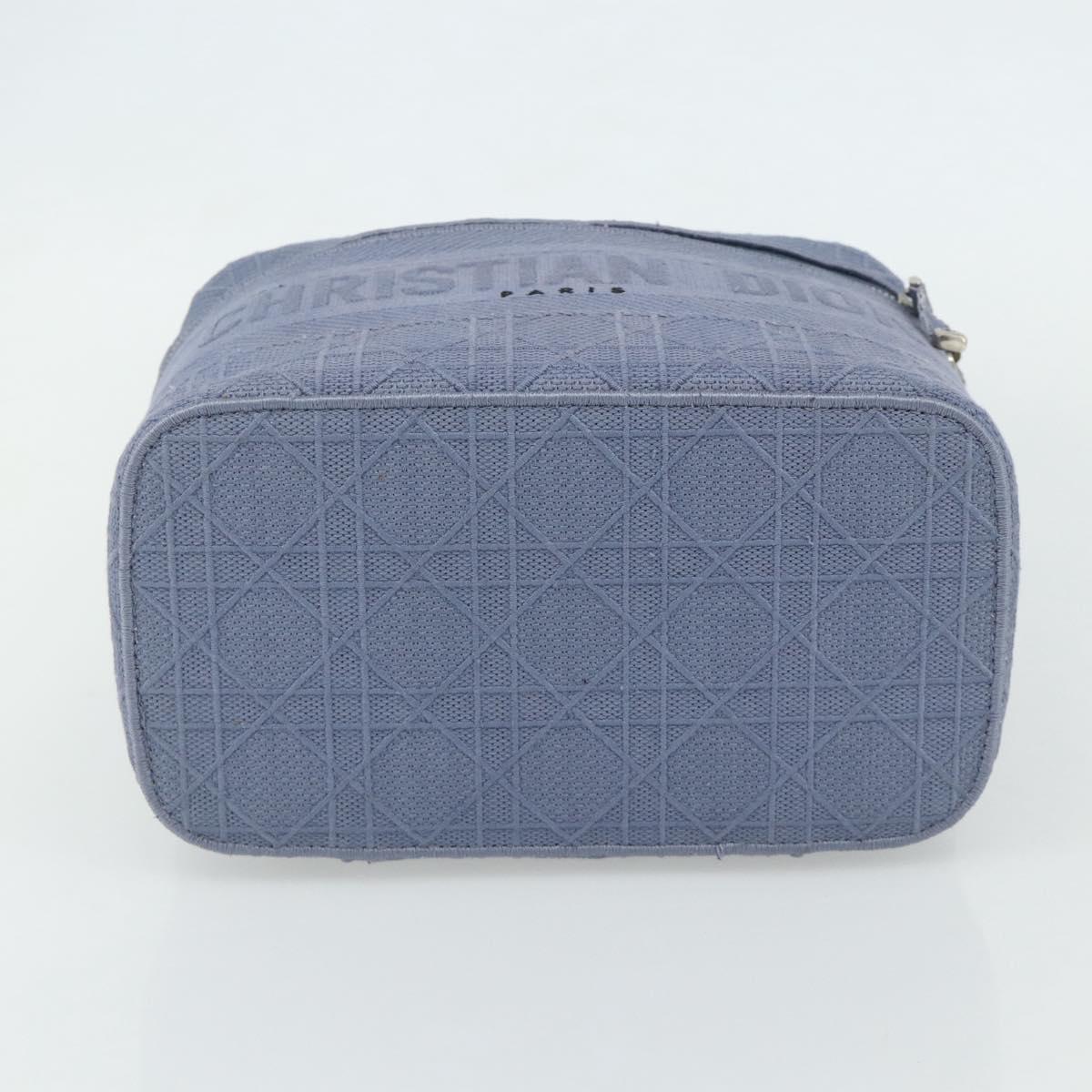 Christian Dior Vanity Hand Bag Canvas Blue Silver Auth ka4334A