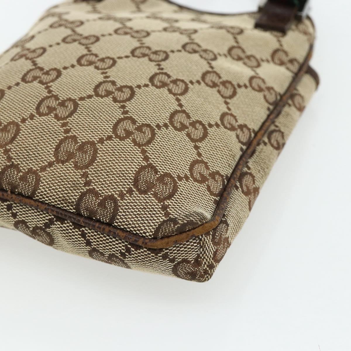 GUCCI GG Canvas Web Sherry Line Shoulder Bag Beige Red Green 141863 Auth ka4335