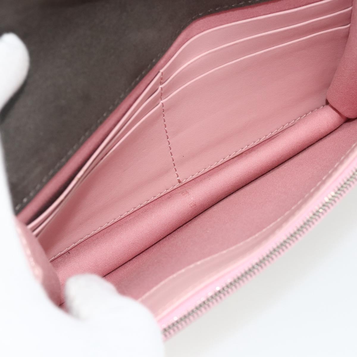 FENDI Chain Wallet Monster Shoulder Bag Leather Pink Silver Auth ka4337A