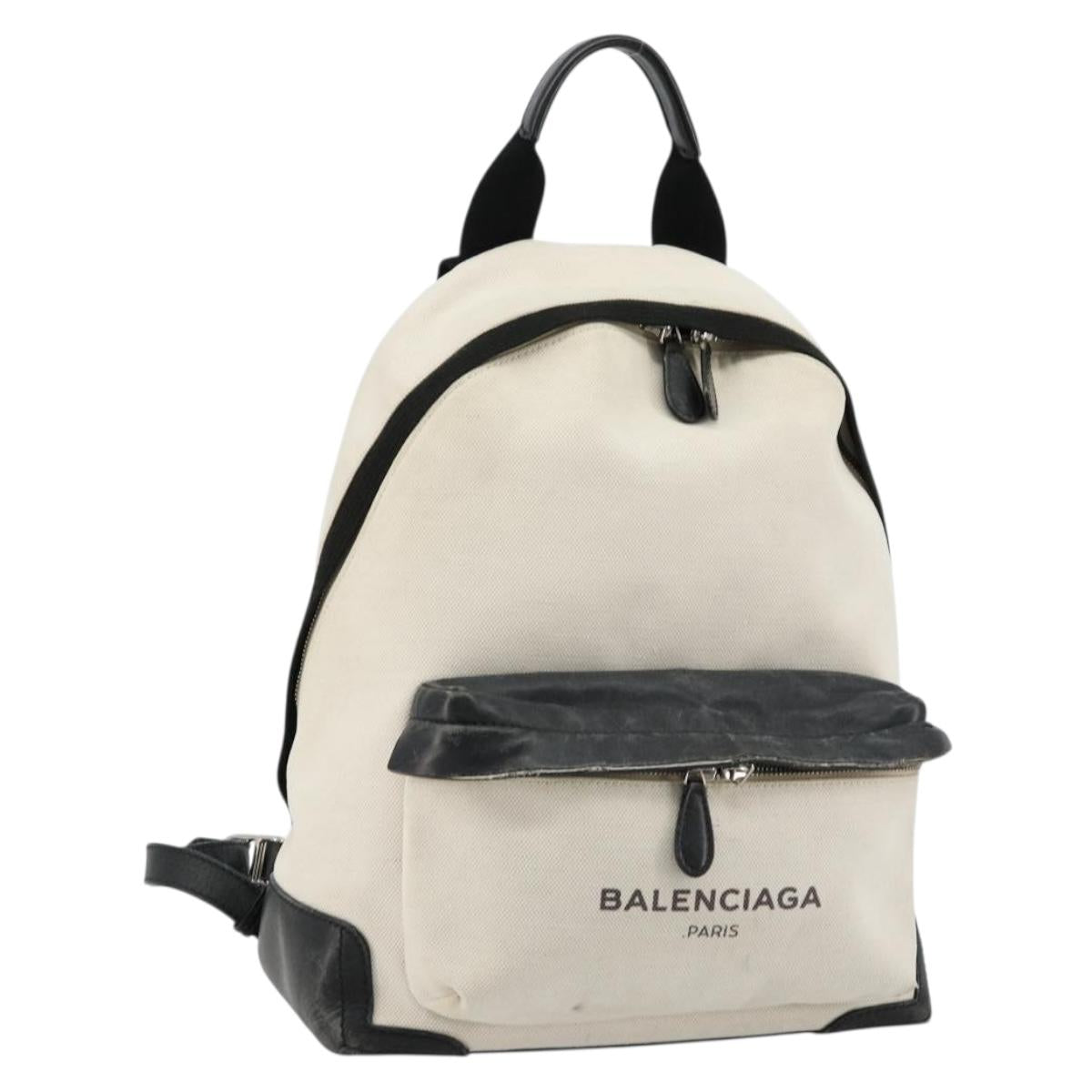 BALENCIAGA Backpack Canvas Black Silver white 409010 Auth ka4340