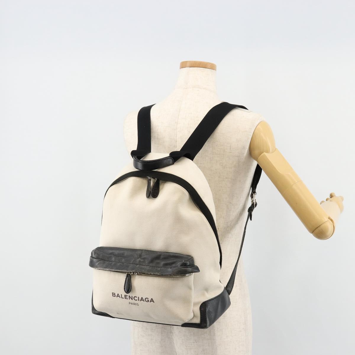 BALENCIAGA Backpack Canvas Black Silver white 409010 Auth ka4340