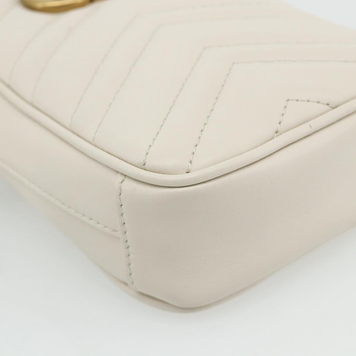 GUCCI Marmont Chain Shoulder Bag Leather Pink Gold white 699759 Auth ka4341SM