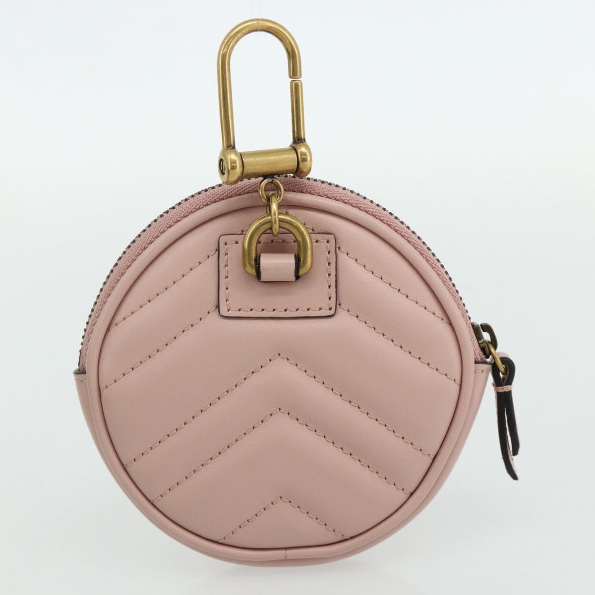GUCCI Marmont Chain Shoulder Bag Leather Pink Gold white 699759 Auth ka4341SM