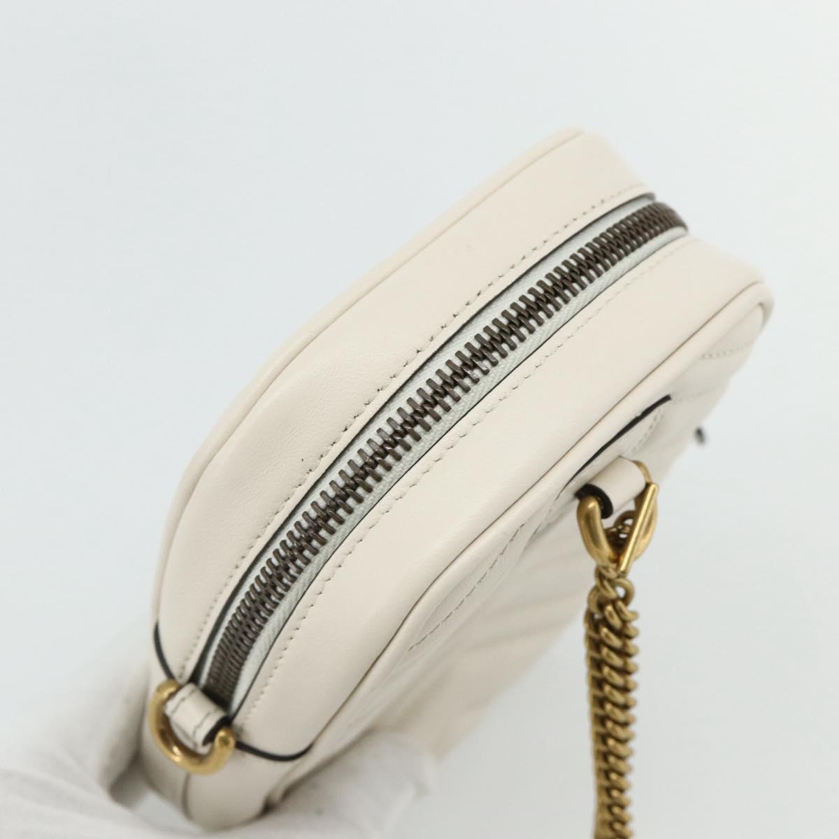 GUCCI Marmont Chain Shoulder Bag Leather Pink Gold white 699759 Auth ka4341SM