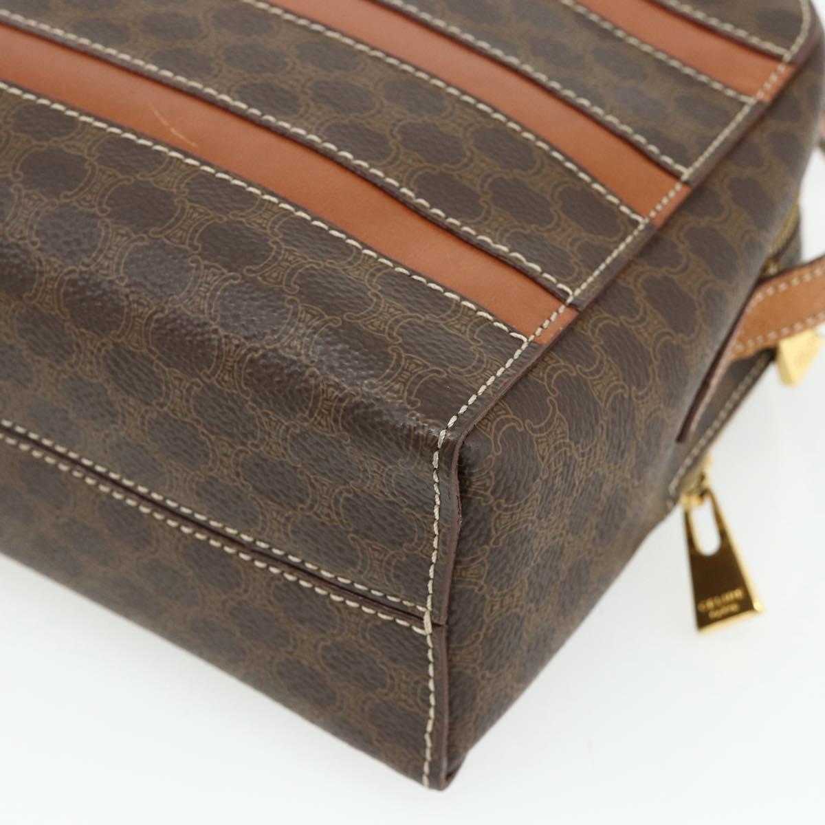 CELINE Macadam Canvas Shoulder Bag PVC Leather Brown Gold Auth ka4342