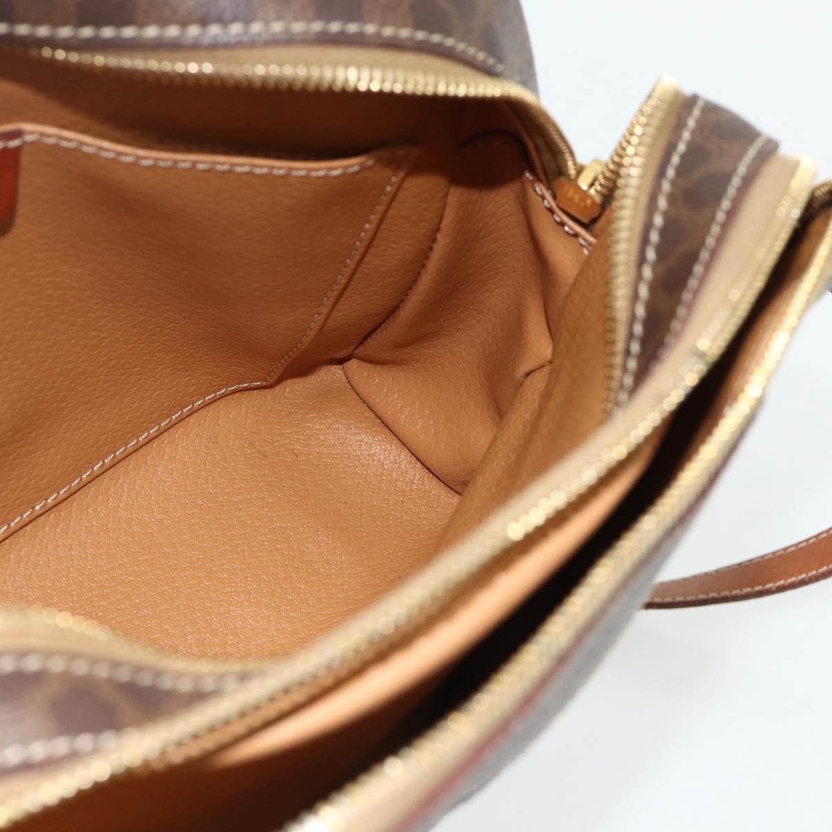 CELINE Macadam Canvas Shoulder Bag PVC Leather Brown Gold Auth ka4342