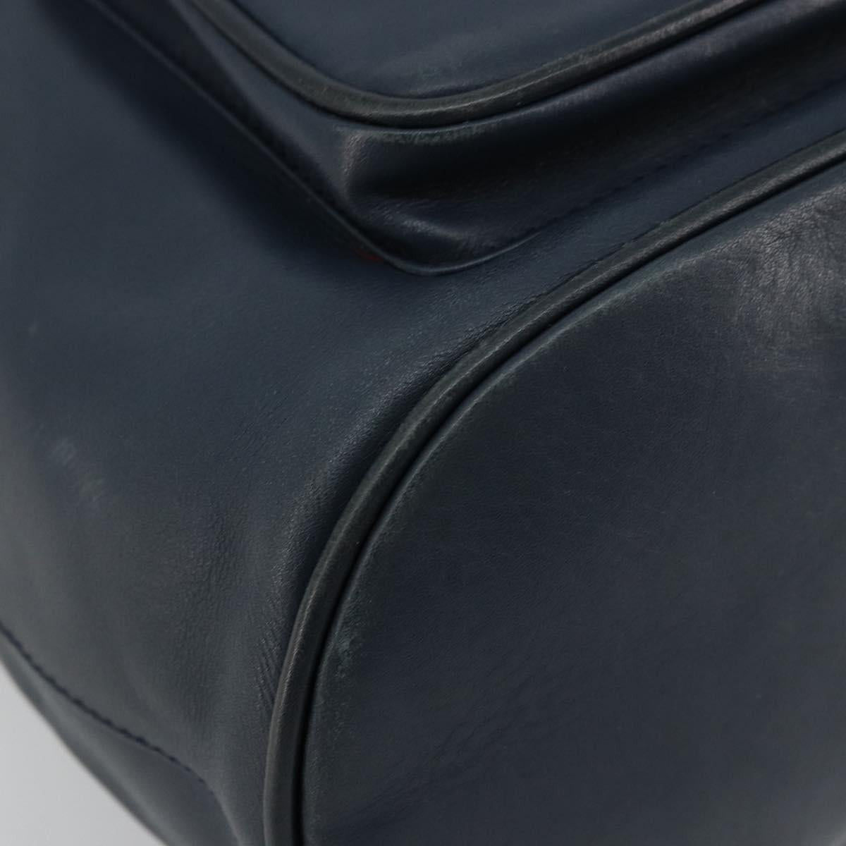 Christian Dior Backpack Leather Gold Blue Auth ka4344