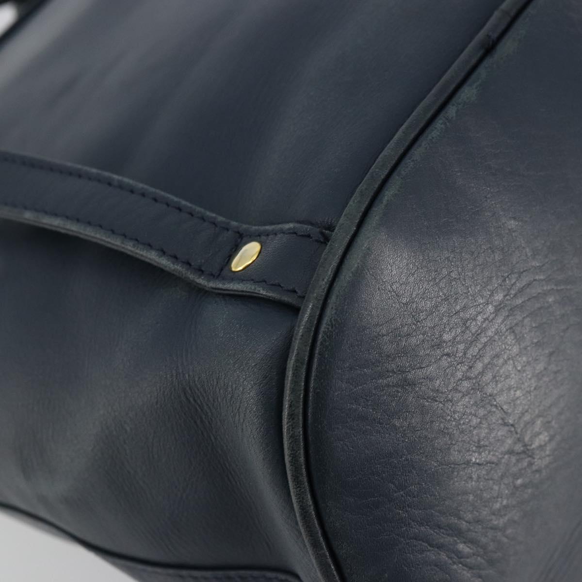 Christian Dior Backpack Leather Gold Blue Auth ka4344