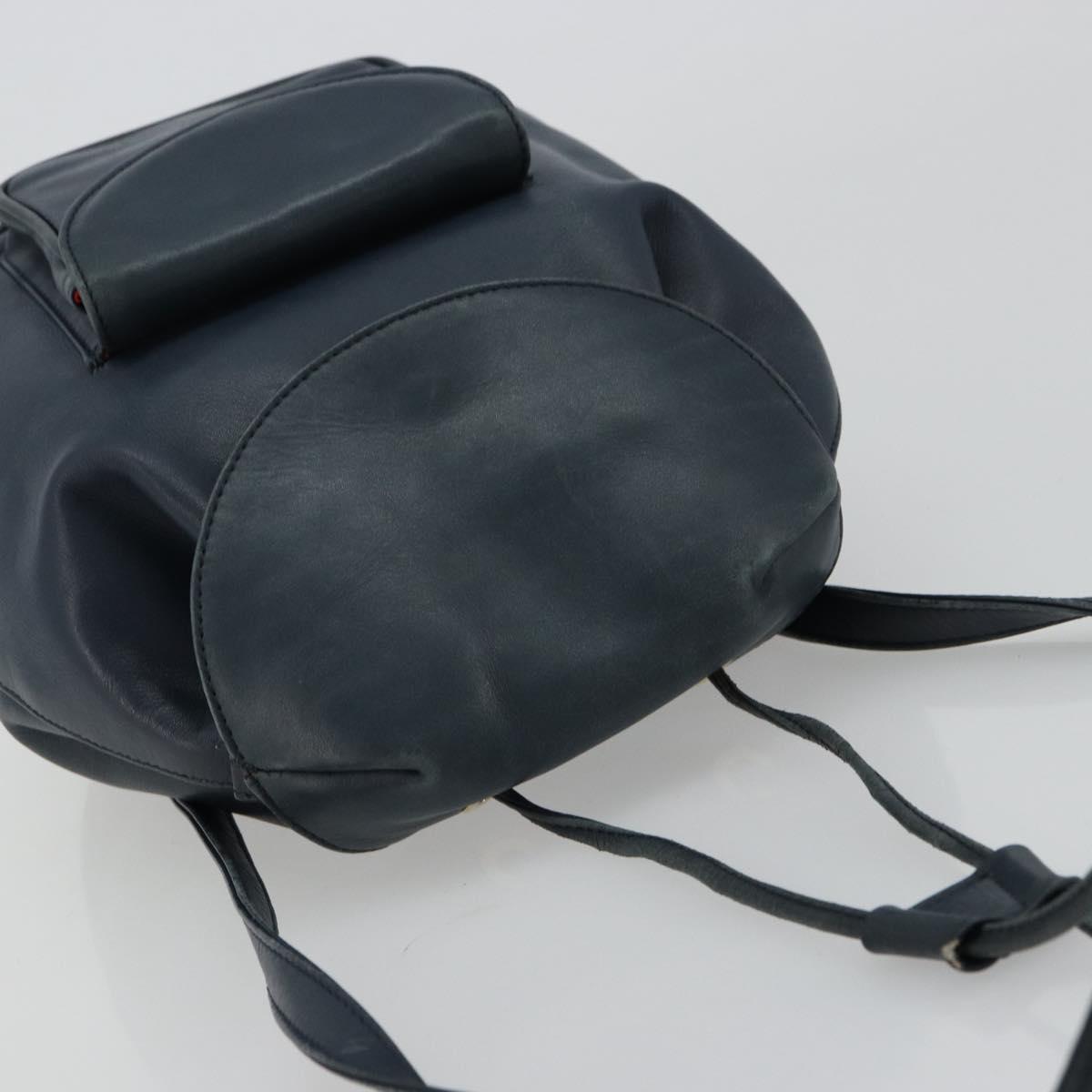 Christian Dior Backpack Leather Gold Blue Auth ka4344