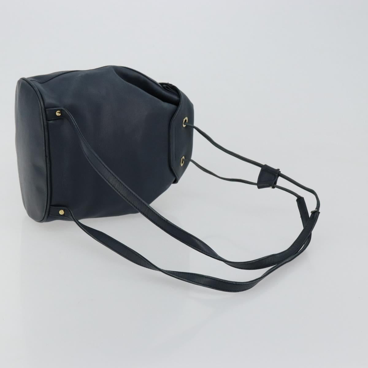 Christian Dior Backpack Leather Gold Blue Auth ka4344