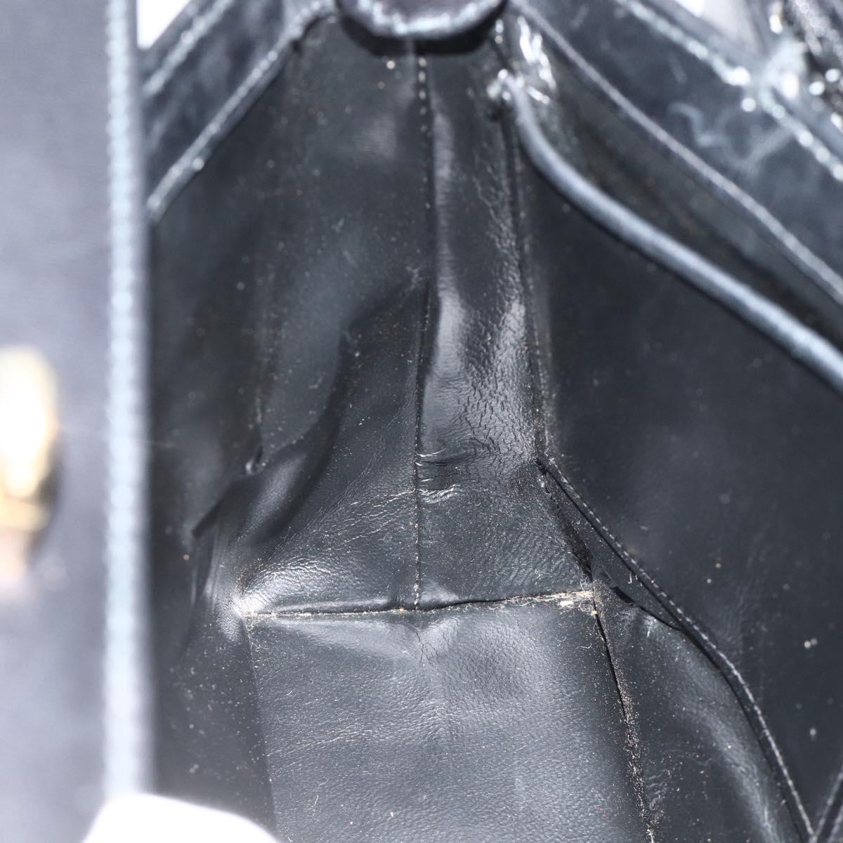 GUCCI Hand Bag Leather Black Gold Auth ka4348