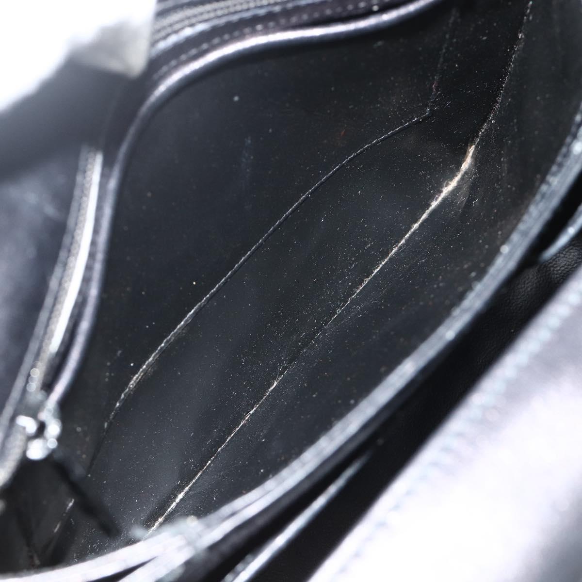 GUCCI Hand Bag Leather Black Gold Auth ka4348