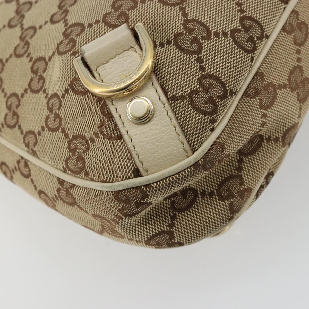 GUCCI GG Canvas Abbey Shoulder Bag Leather Beige Gold 130738 Auth ka4349