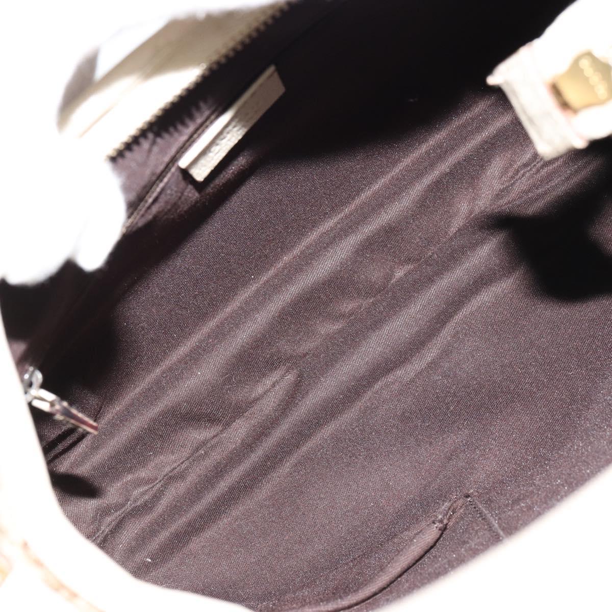 GUCCI GG Canvas Abbey Shoulder Bag Leather Beige Gold 130738 Auth ka4349