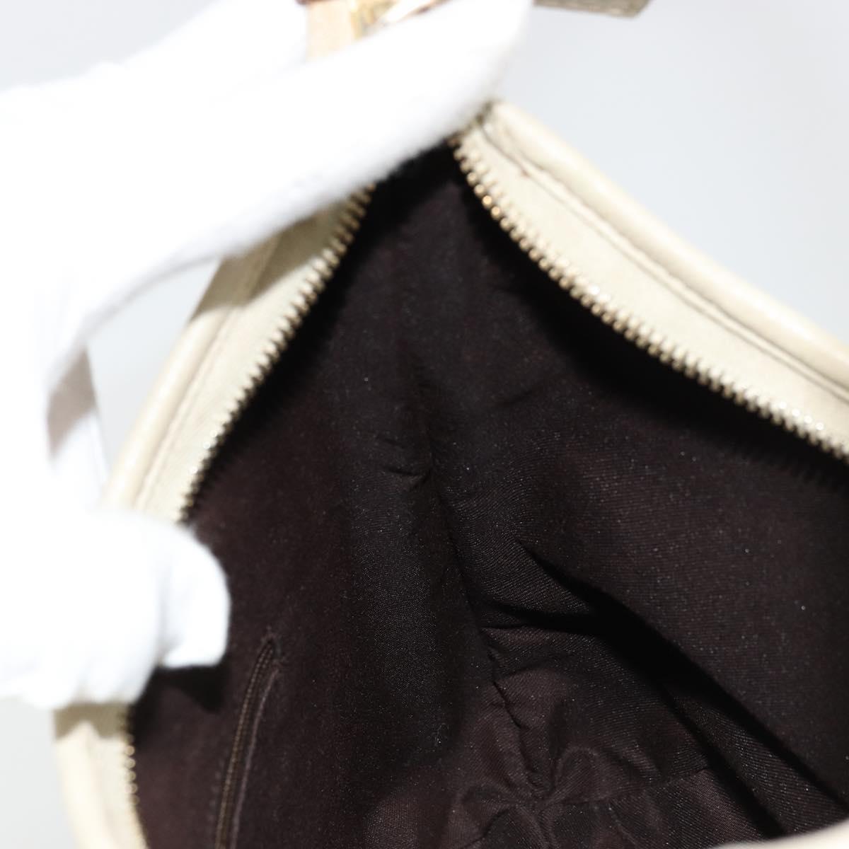 GUCCI GG Canvas Abbey Shoulder Bag Leather Beige Gold 130738 Auth ka4349