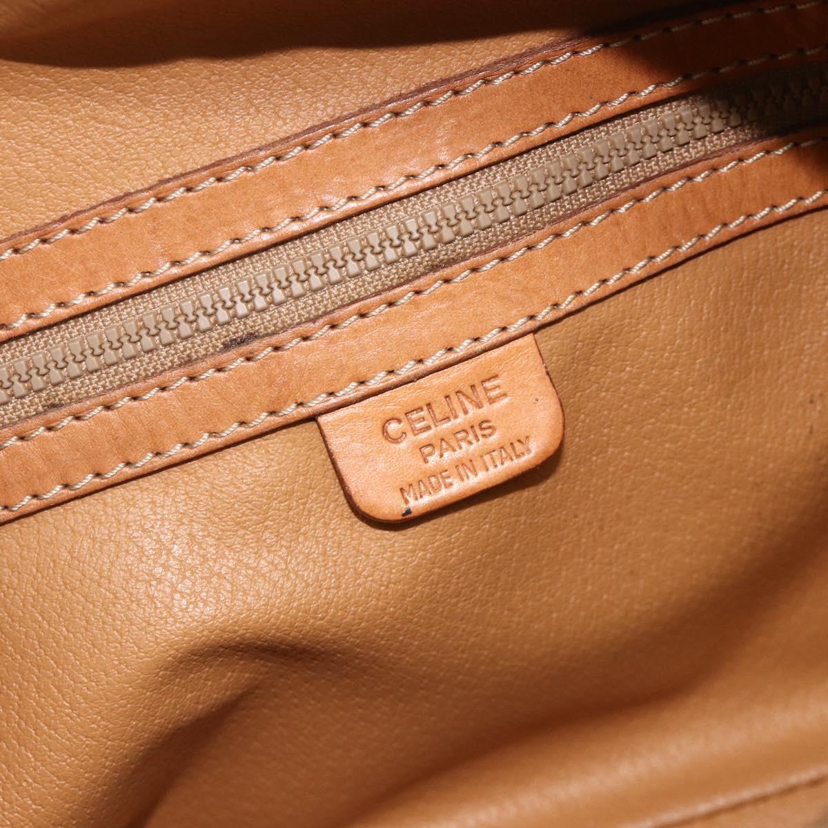 CELINE Macadam Canvas Hand Bag PVC Leather Brown Gold Auth ka4353