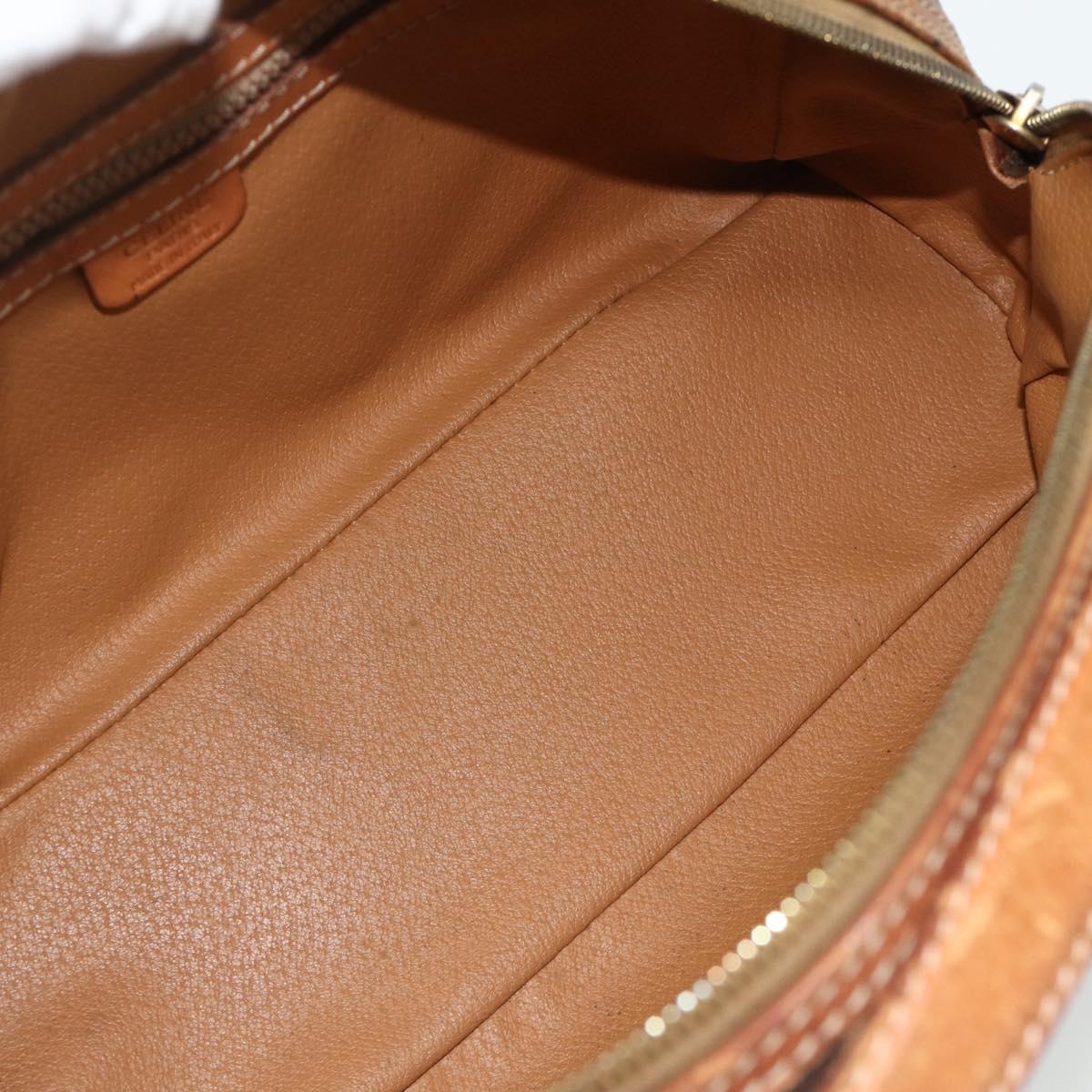 CELINE Macadam Canvas Hand Bag PVC Leather Brown Gold Auth ka4353