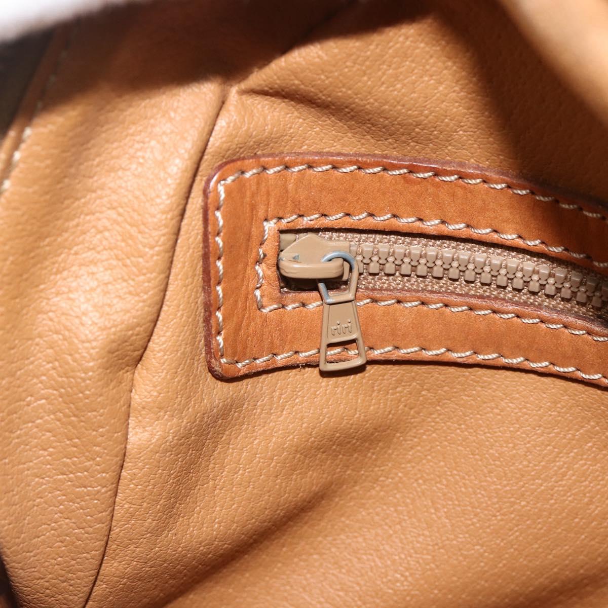 CELINE Macadam Canvas Hand Bag PVC Leather Brown Gold Auth ka4353