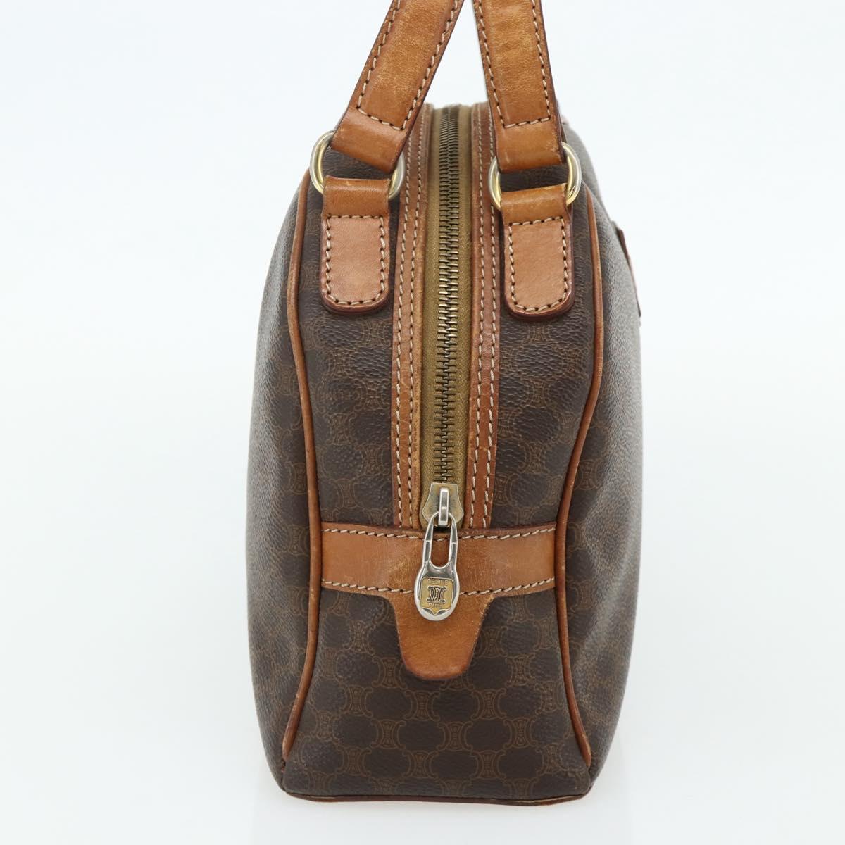 CELINE Macadam Canvas Hand Bag PVC Leather Brown Gold Auth ka4353