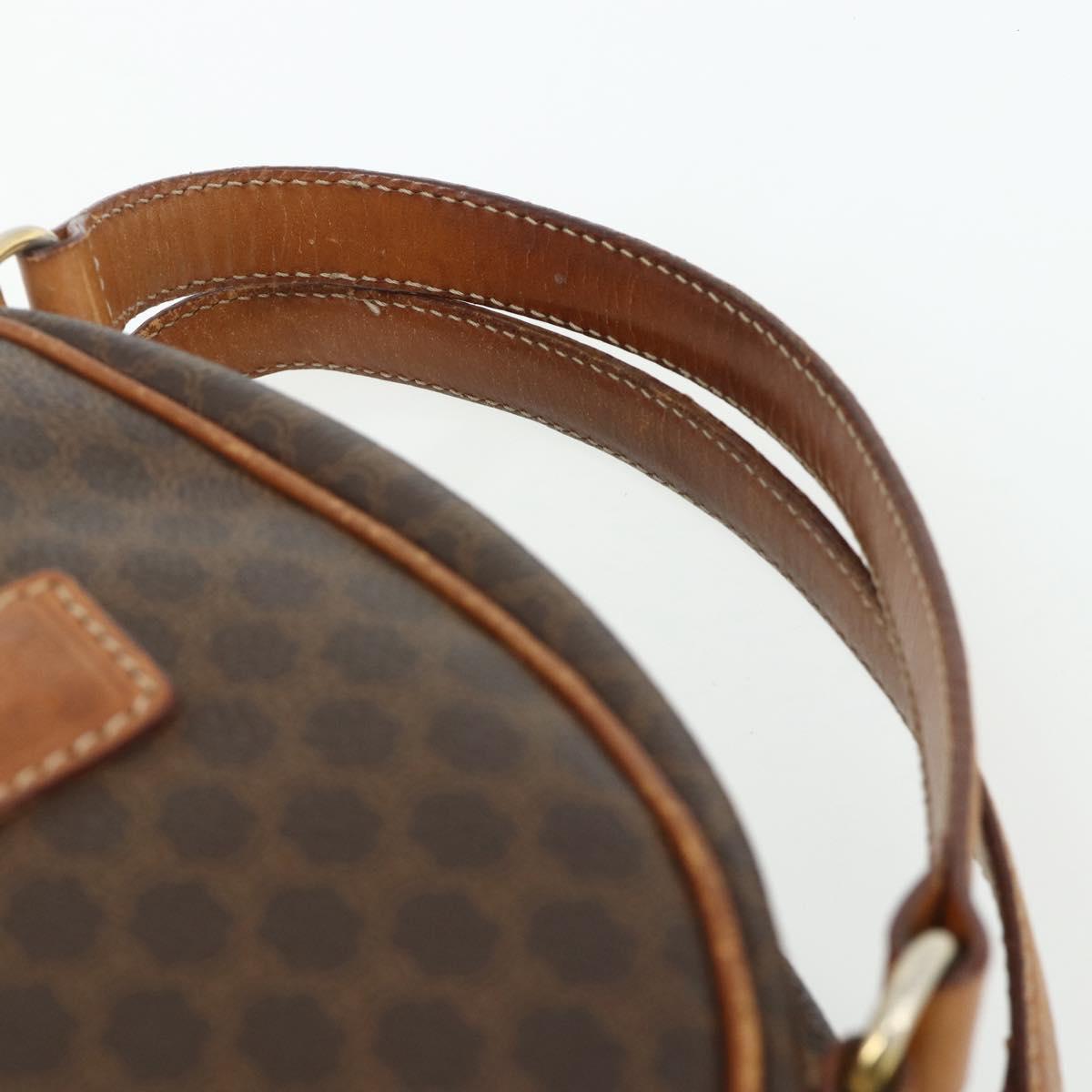CELINE Macadam Canvas Hand Bag PVC Leather Brown Gold Auth ka4353