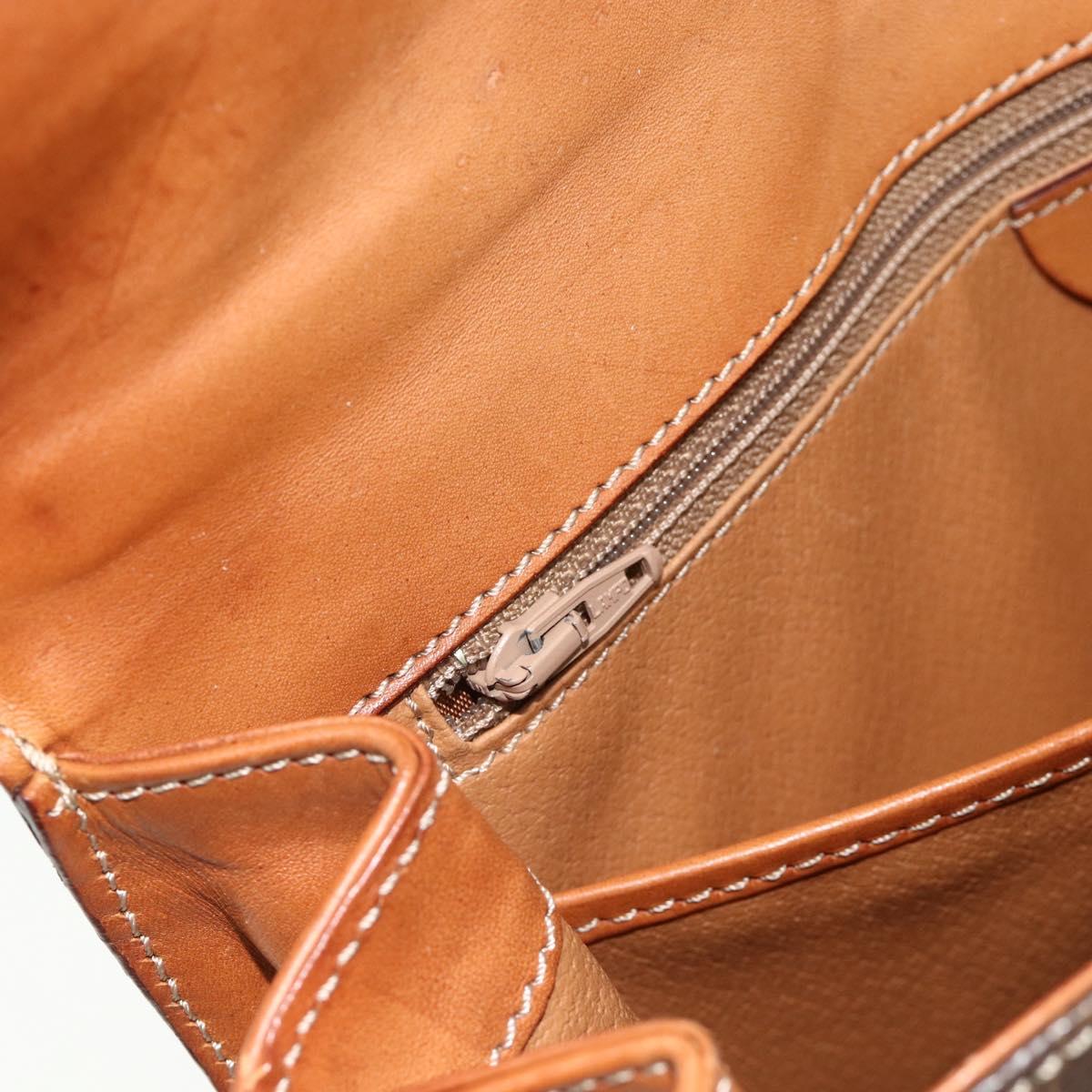 CELINE Macadam Canvas Hand Bag PVC Leather Brown Gold Auth ka4354