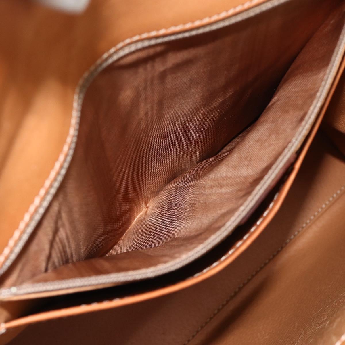 CELINE Macadam Canvas Hand Bag PVC Leather Brown Gold Auth ka4354