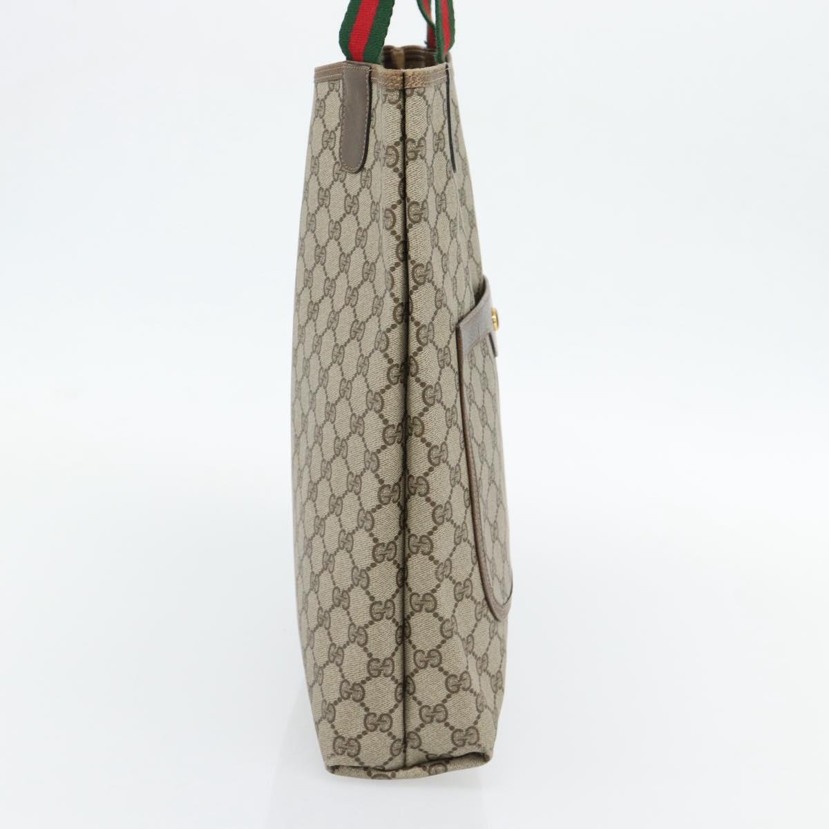 GUCCI GG Supreme Web Sherry Line Tote Bag PVC Beige Red 39 02 003 Auth ka4356A
