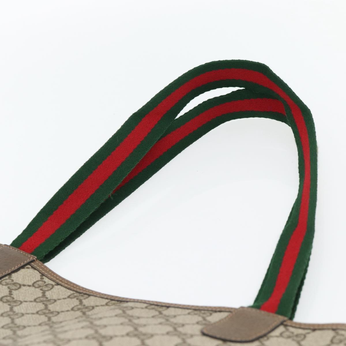 GUCCI GG Supreme Web Sherry Line Tote Bag PVC Beige Red 39 02 003 Auth ka4356A