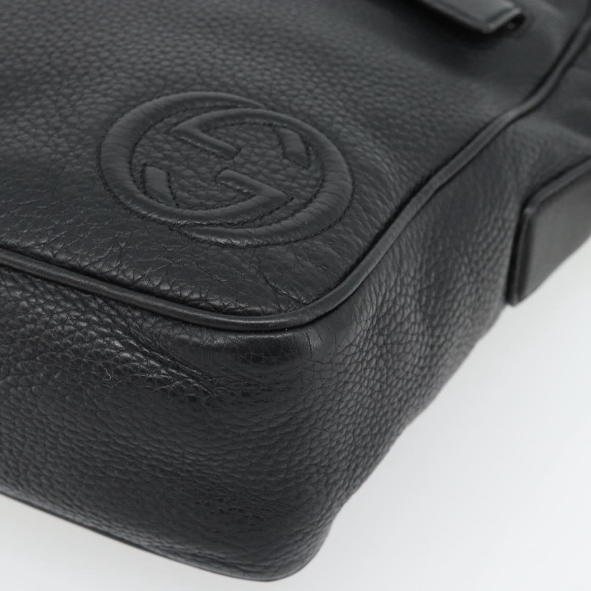 GUCCI Interlocking Shoulder Bag Leather Black Silver 337084 Auth ka4361A