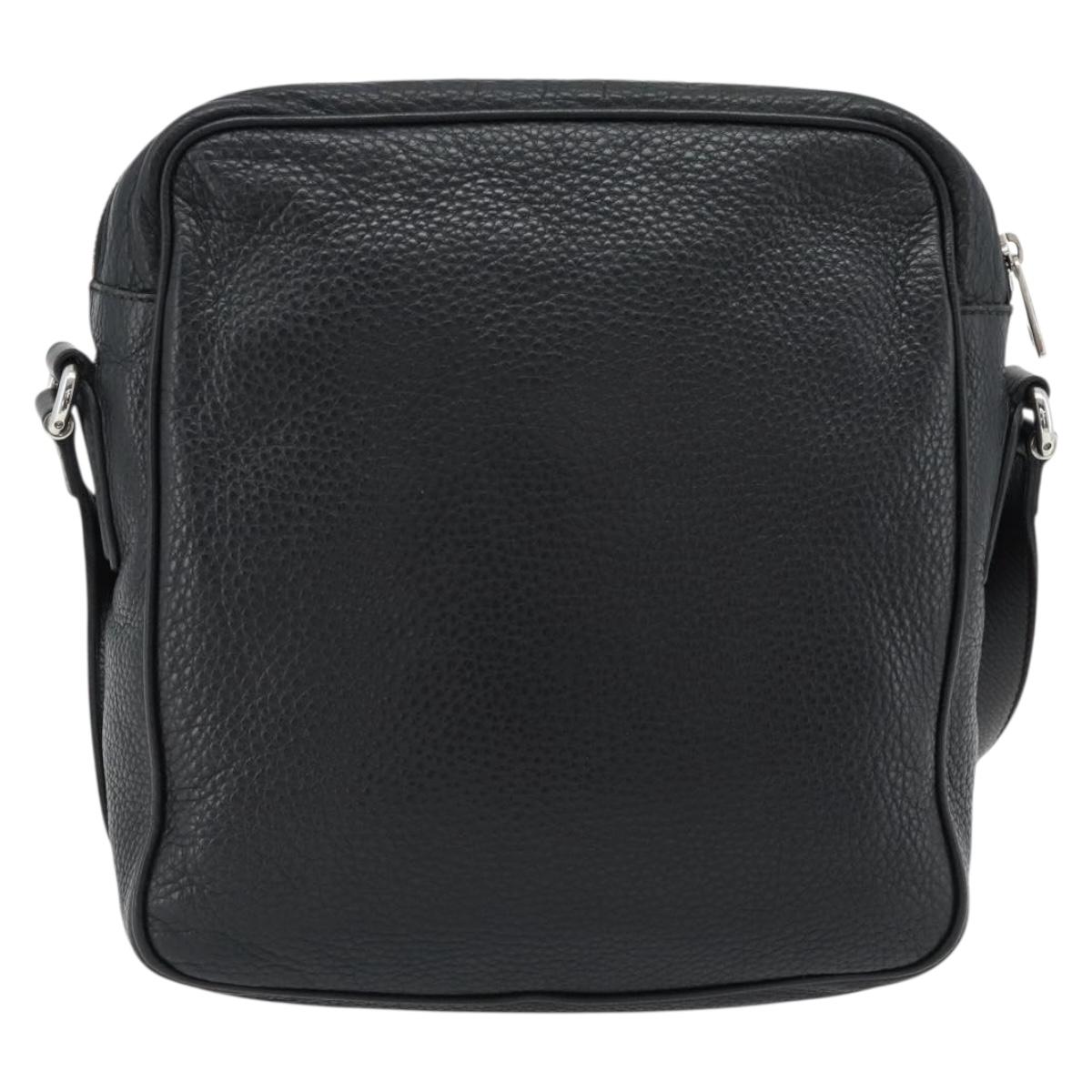 GUCCI Interlocking Shoulder Bag Leather Black Silver 337084 Auth ka4361A