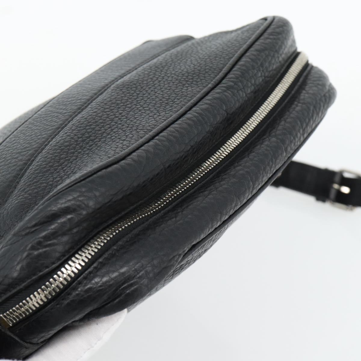 GUCCI Interlocking Shoulder Bag Leather Black Silver 337084 Auth ka4361A