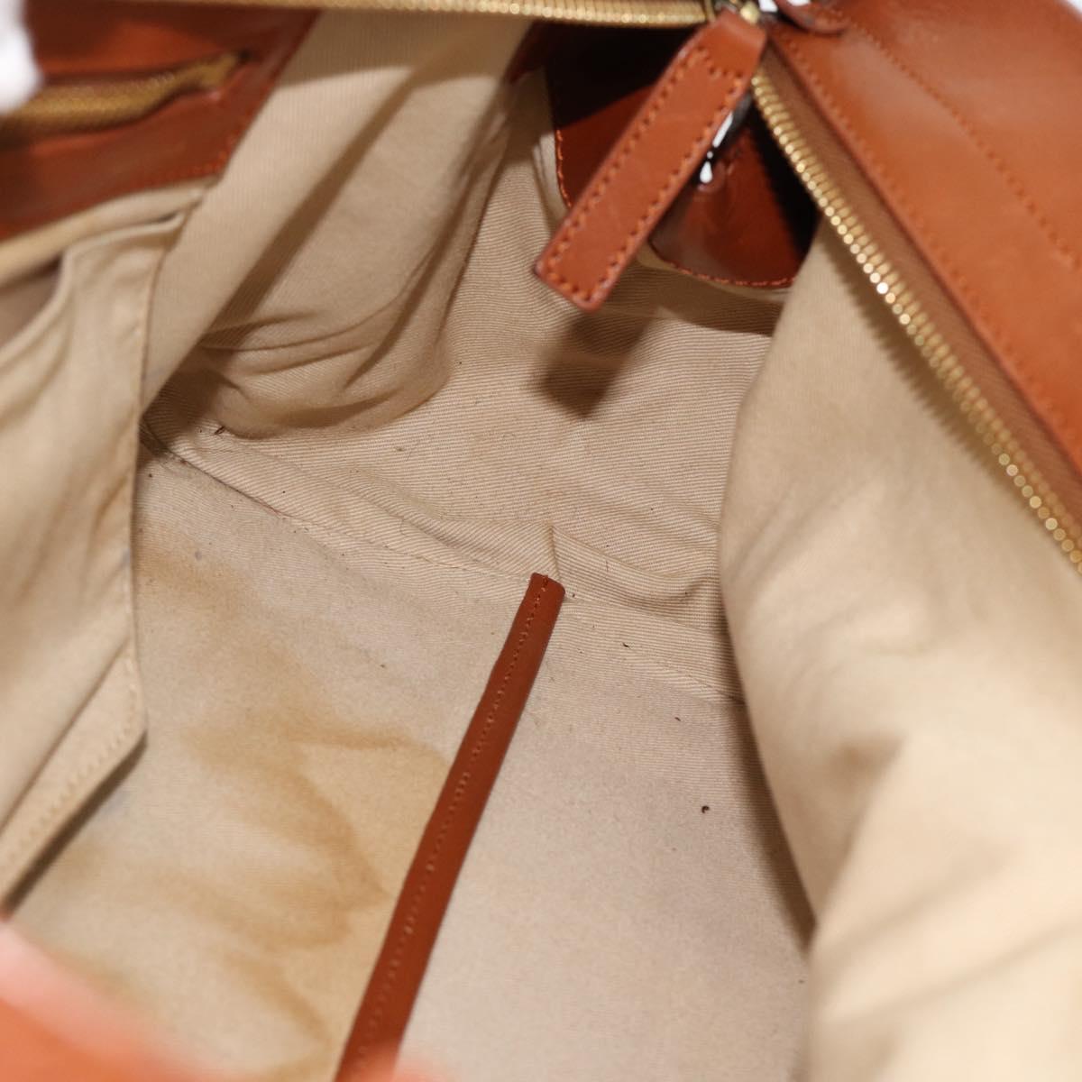 Chloe Alice Hand Bag Leather 2way Brown Gold beige Auth ka4362