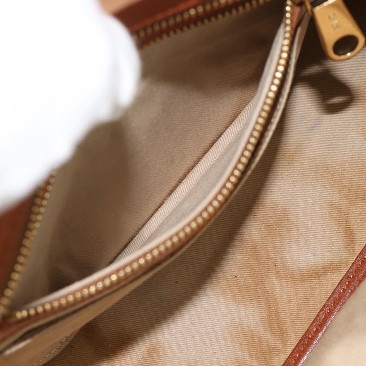 Chloe Alice Hand Bag Leather 2way Brown Gold beige Auth ka4362