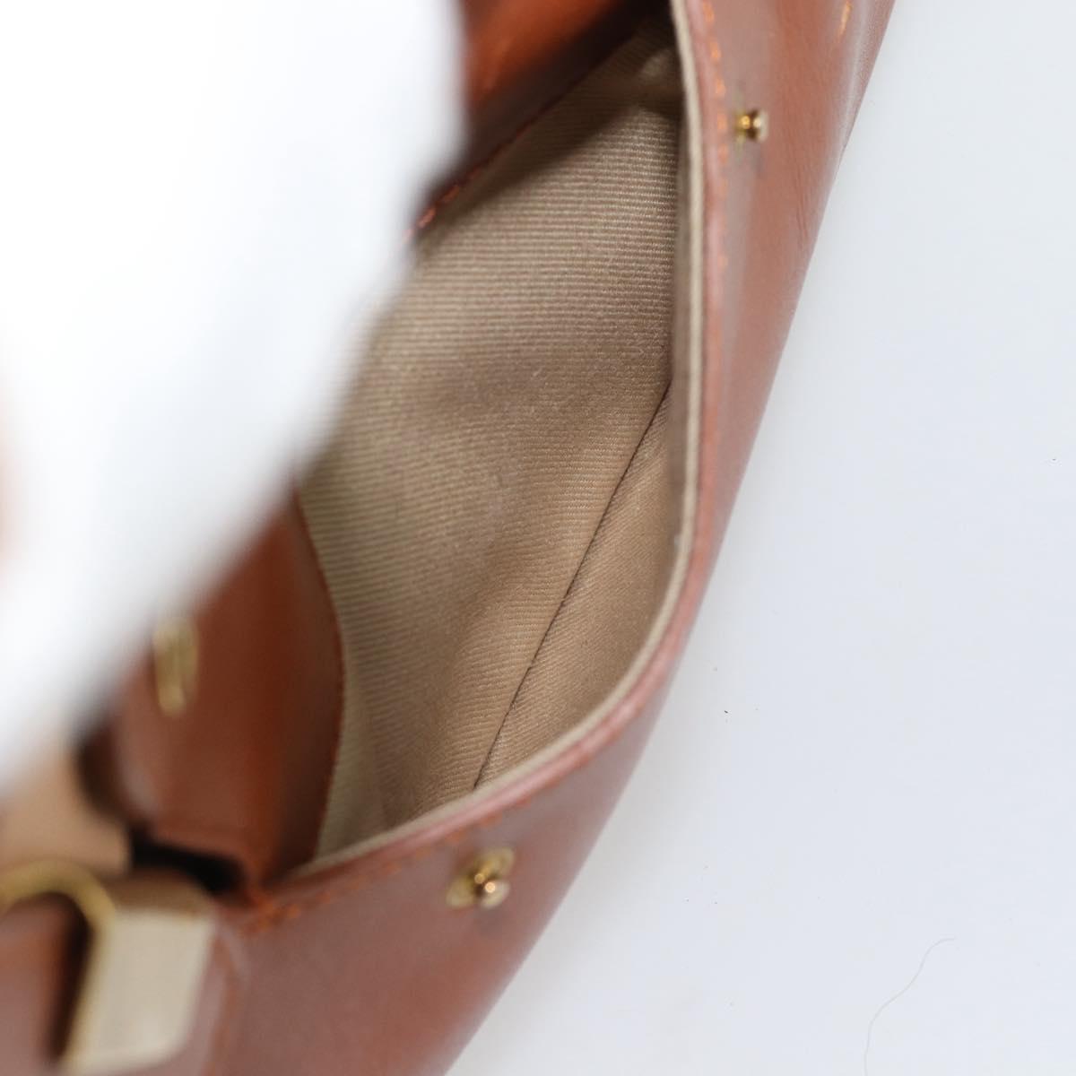 Chloe Alice Hand Bag Leather 2way Brown Gold beige Auth ka4362
