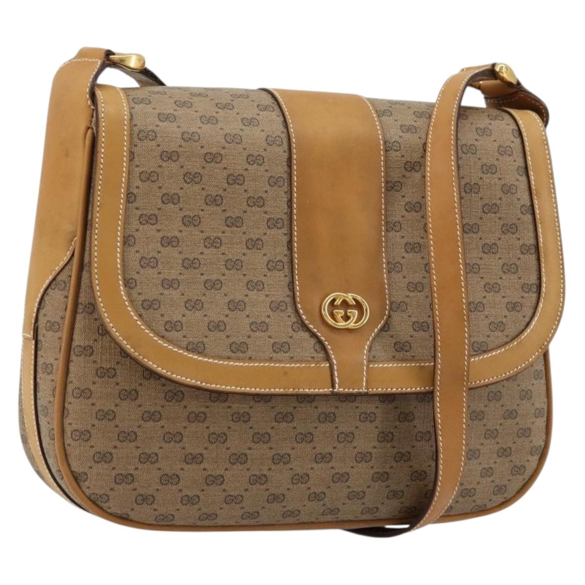 GUCCI Micro GG Supreme Shoulder Bag PVC Beige Gold 001 261 4425 Auth ka4363