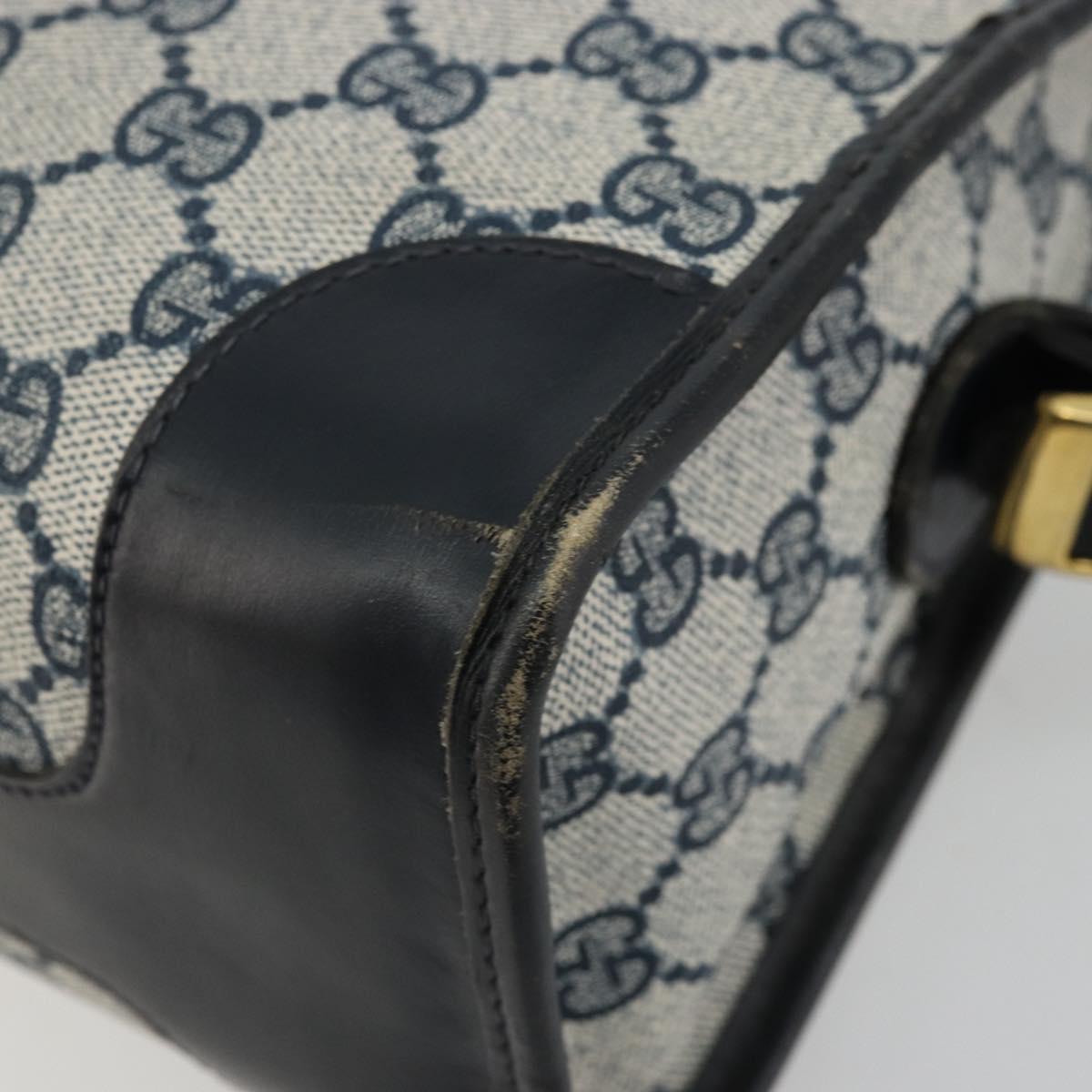 GUCCI GG Supreme Shoulder Bag PVC Navy Gold Auth ka4364