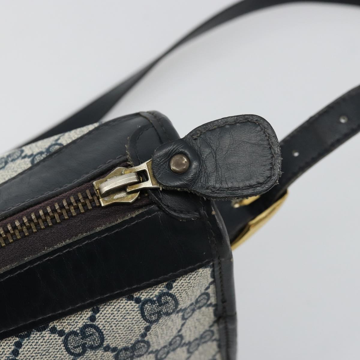 GUCCI GG Supreme Shoulder Bag PVC Navy Gold Auth ka4364