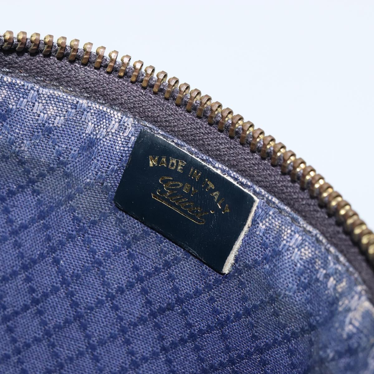 GUCCI GG Supreme Shoulder Bag PVC Navy Gold Auth ka4364