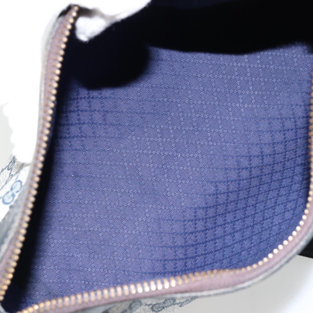 GUCCI GG Supreme Shoulder Bag PVC Navy Gold Auth ka4364