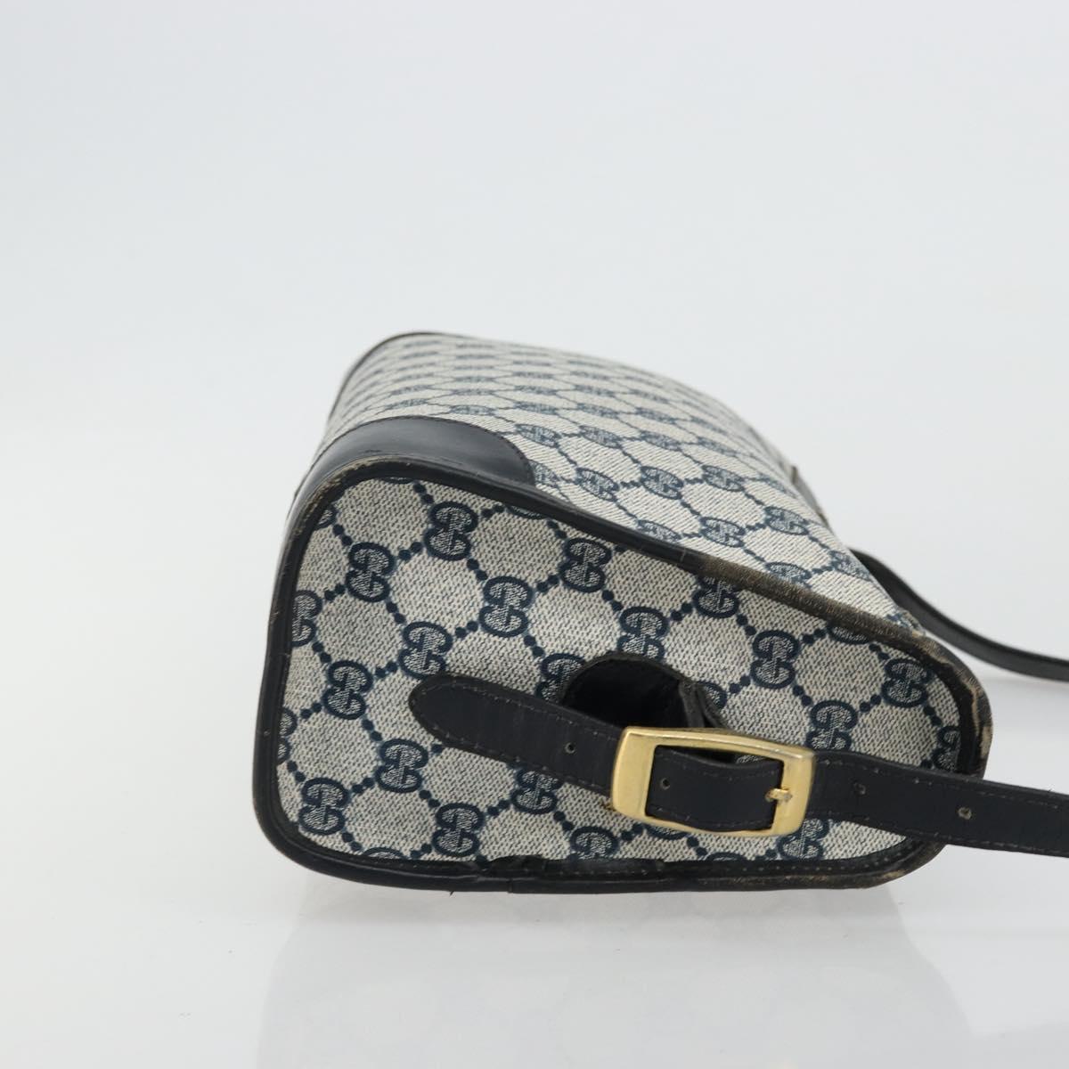 GUCCI GG Supreme Shoulder Bag PVC Navy Gold Auth ka4364