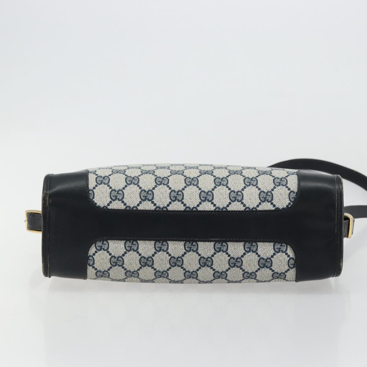 GUCCI GG Supreme Shoulder Bag PVC Navy Gold Auth ka4364