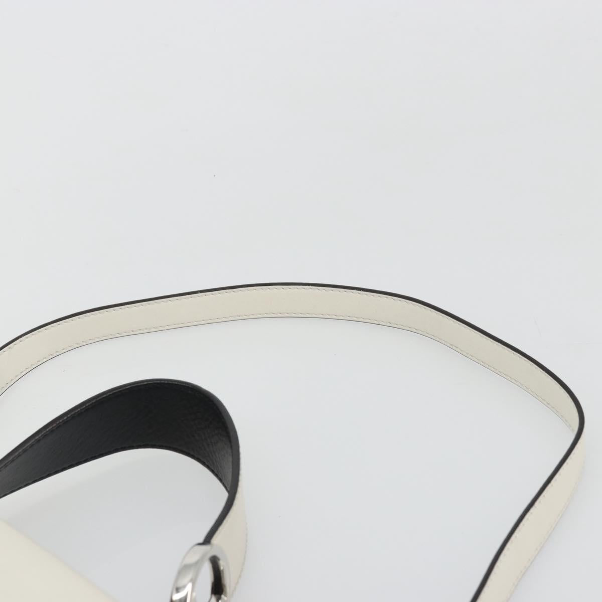 FENDI Runaway Hand Bag Leather 2way White Silver black Auth ka4365A