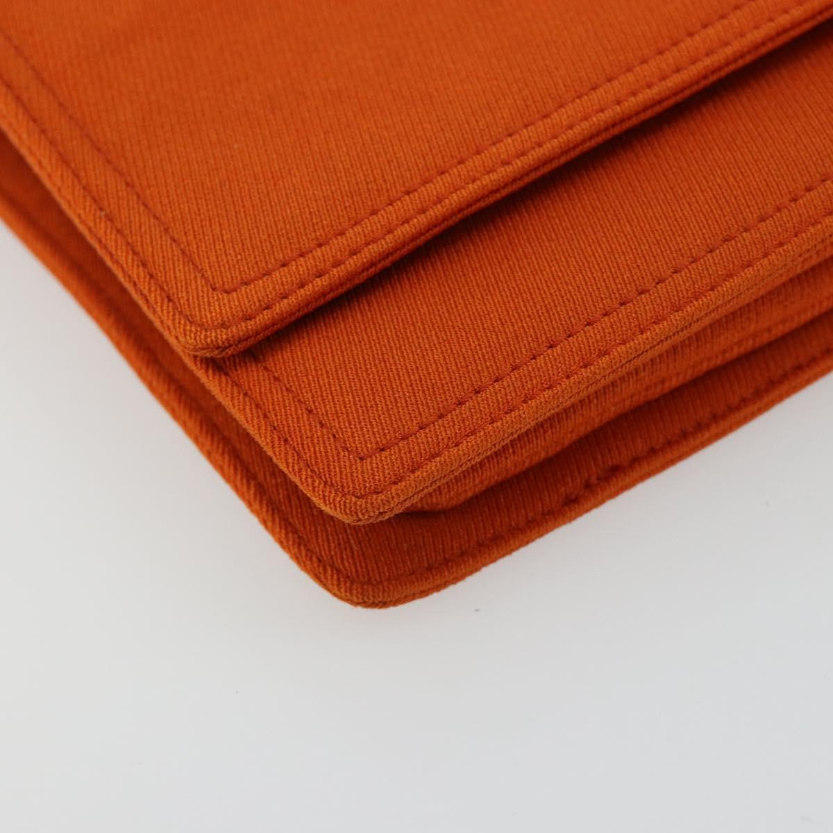 PRADA Shoulder Bag Cotton Orange Silver Auth ka4368A