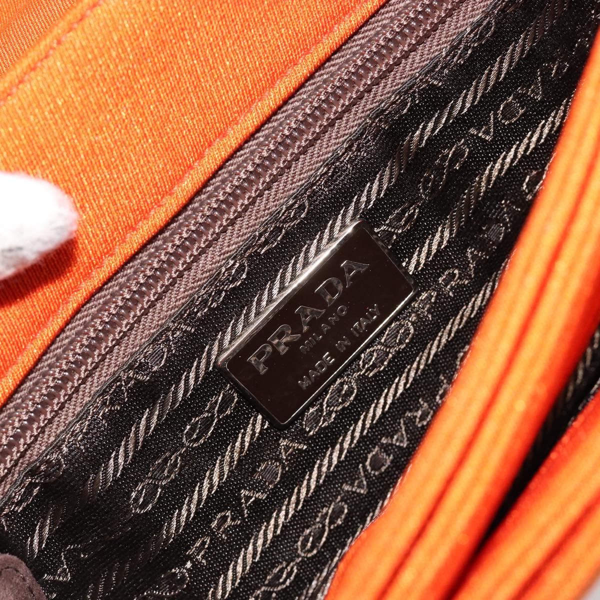 PRADA Shoulder Bag Cotton Orange Silver Auth ka4368A