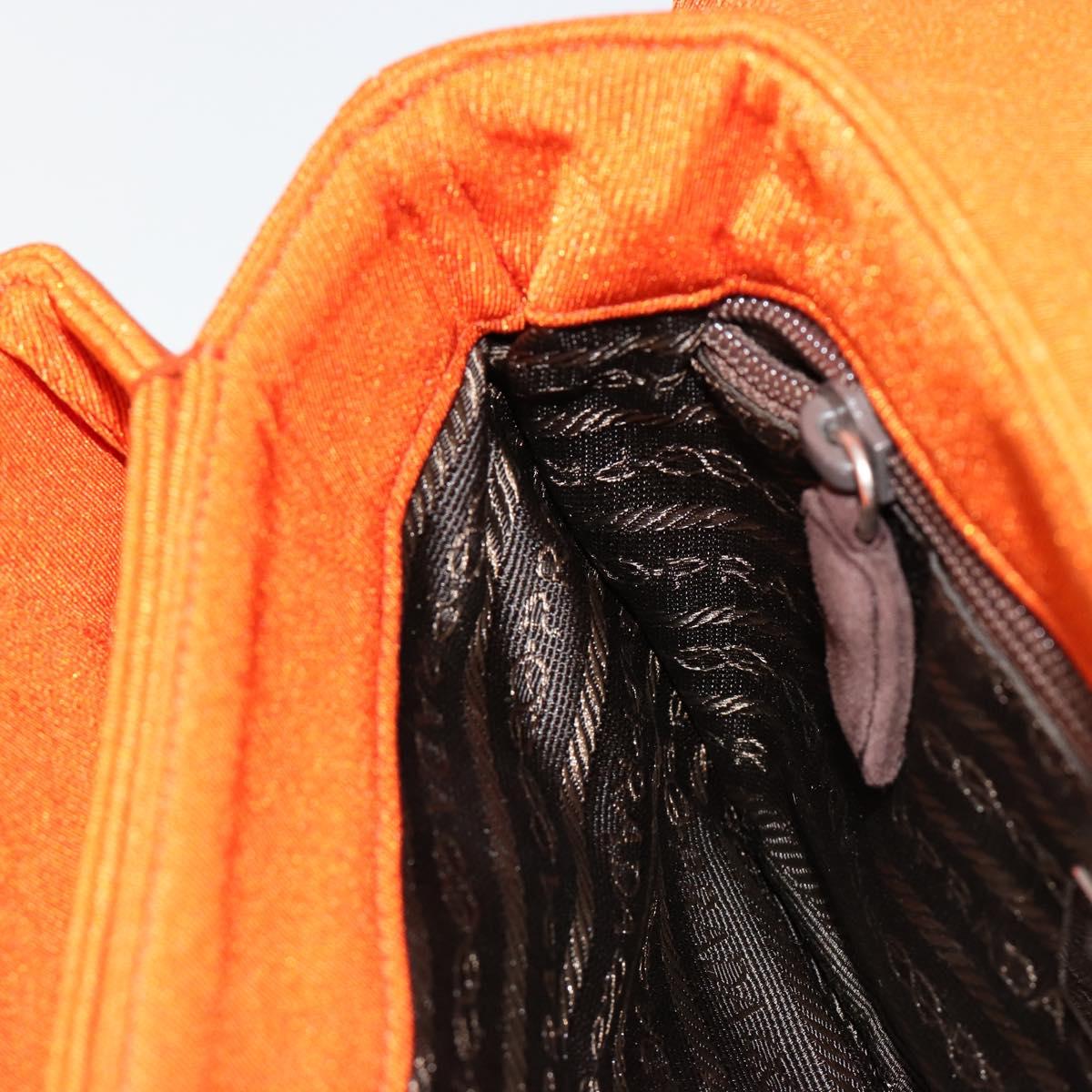 PRADA Shoulder Bag Cotton Orange Silver Auth ka4368A
