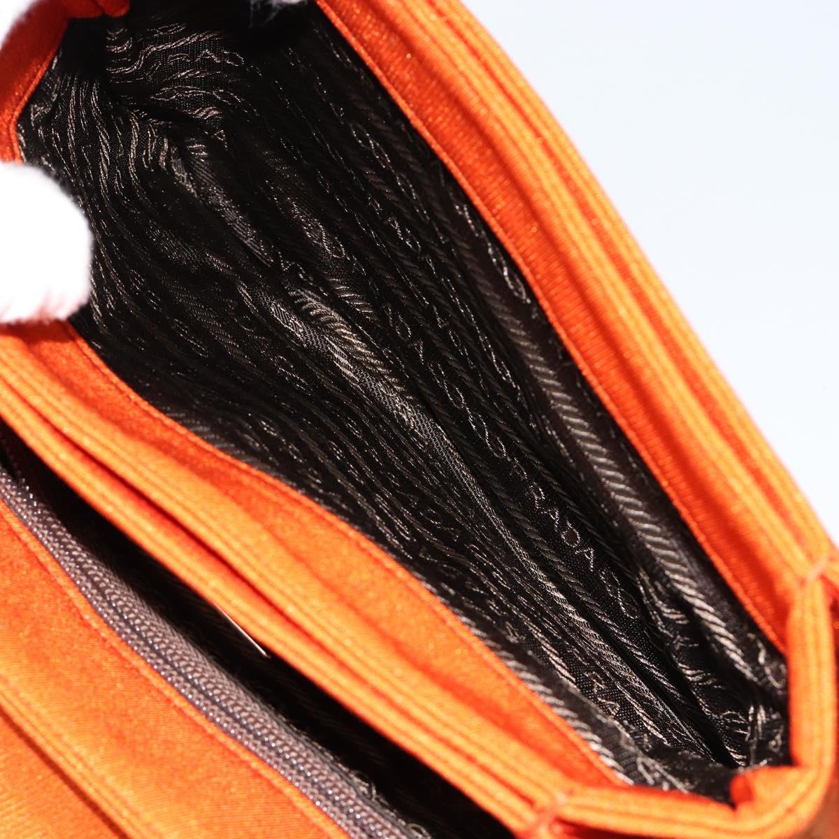 PRADA Shoulder Bag Cotton Orange Silver Auth ka4368A
