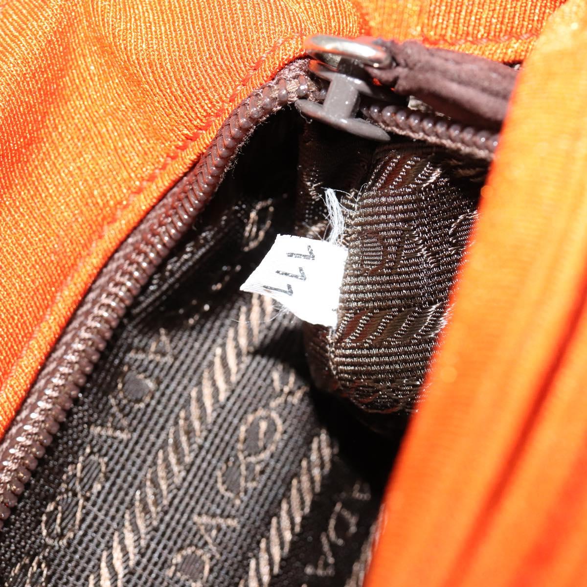 PRADA Shoulder Bag Cotton Orange Silver Auth ka4368A