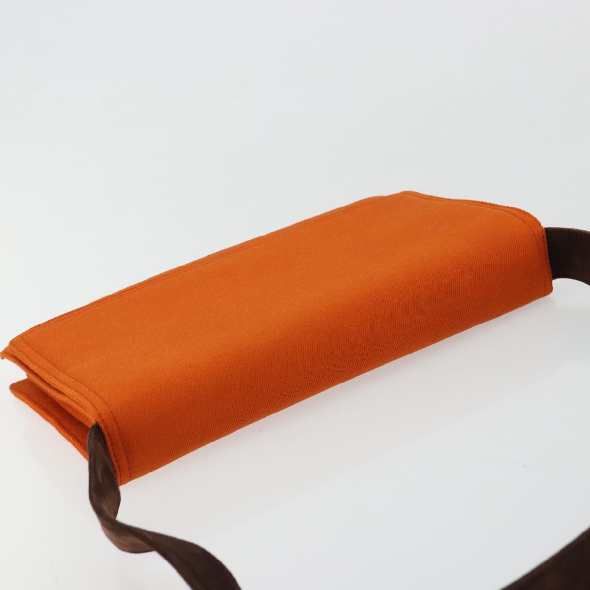 PRADA Shoulder Bag Cotton Orange Silver Auth ka4368A