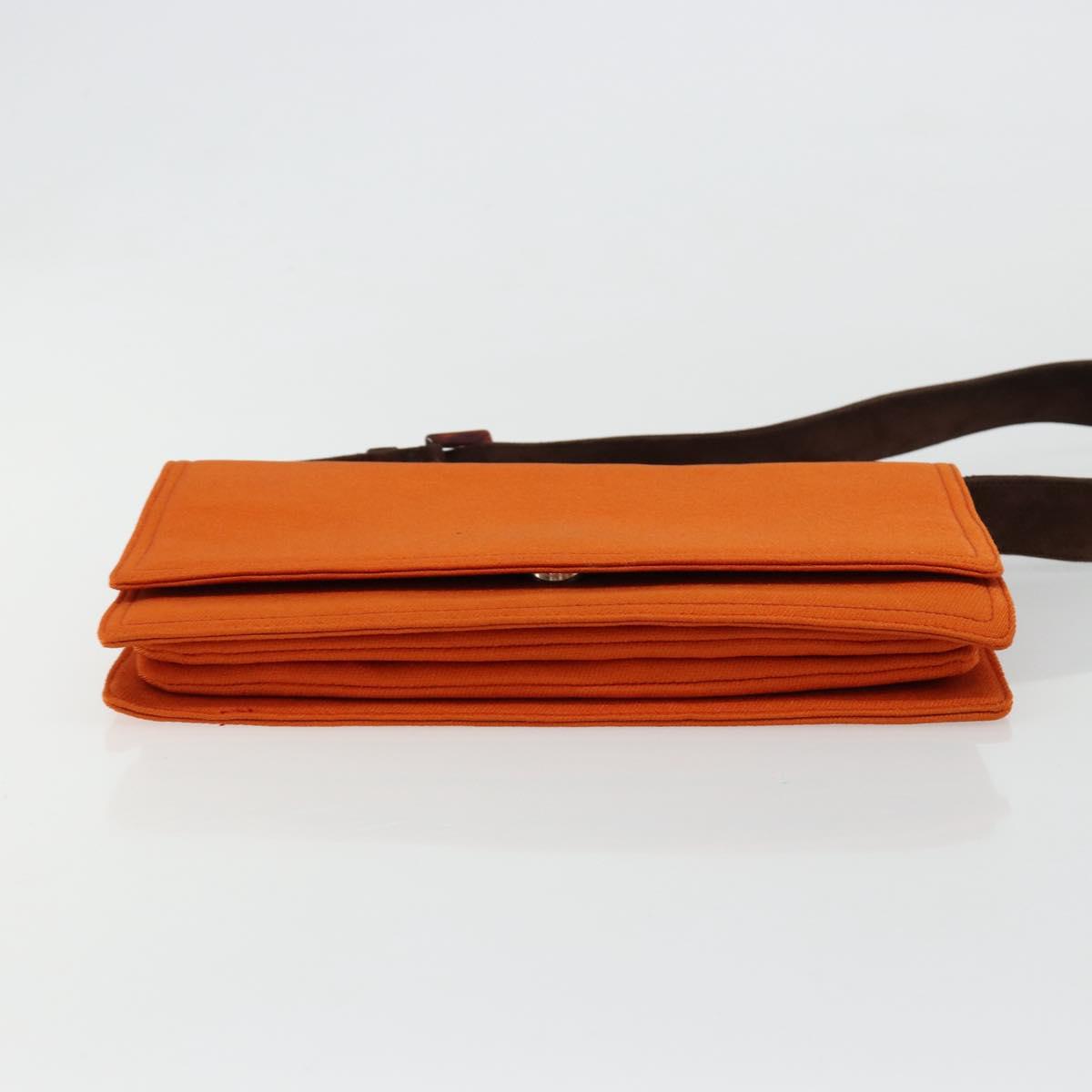 PRADA Shoulder Bag Cotton Orange Silver Auth ka4368A