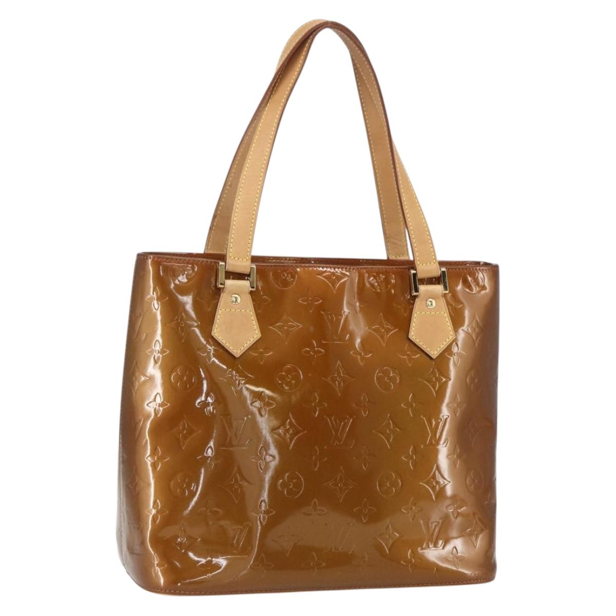 LOUIS VUITTON Monogram Vernis Houston Hand Bag Bronze M91122 LV Auth ka437